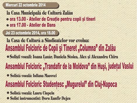 Festivalul Naţional de Folclor „Cânt şi joc pe plai străbun” se va desfășura în Zalău, în perioada 22-23 octombrie Festivalul Naţional de Folclor „Cânt şi joc pe plai străbun” se va desfășura în Zalău, în perioada 22-23 octombrie